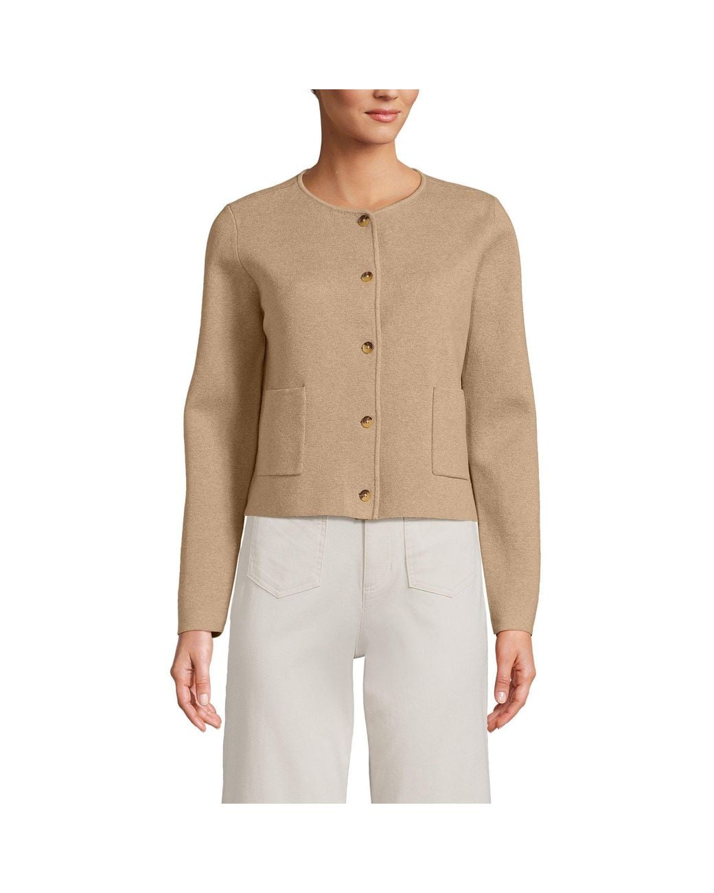 Lands' End Blue Petite Fine Gauge Sweater Jacket