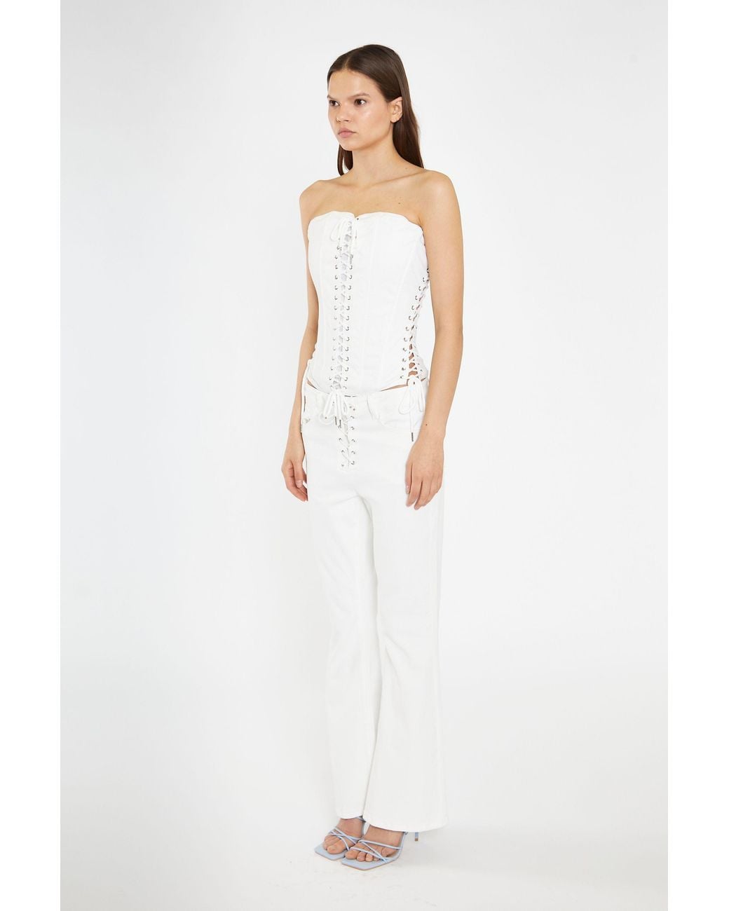 Shnoo White Lace-Up Corset
