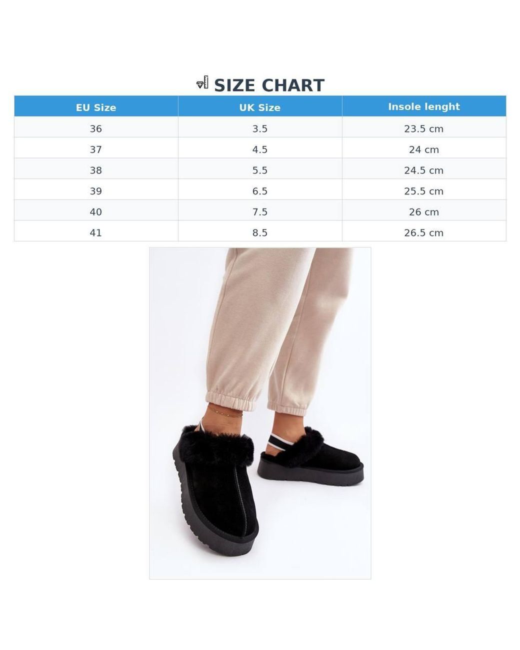 Love Lace Black Platform Warm Lined Suede Slippers With Faux Fur