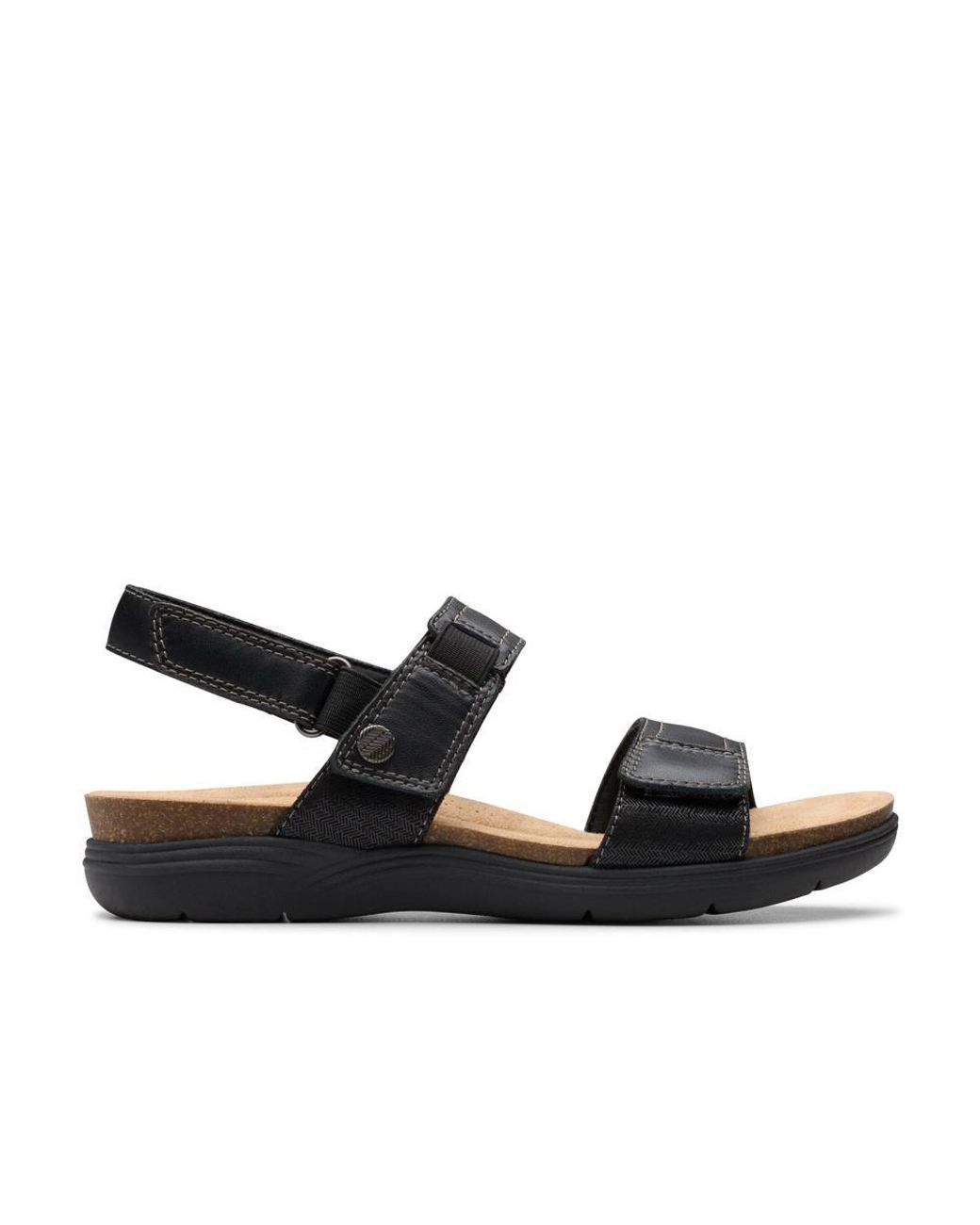 Clarks Black April Clover Combination Flat Sandals