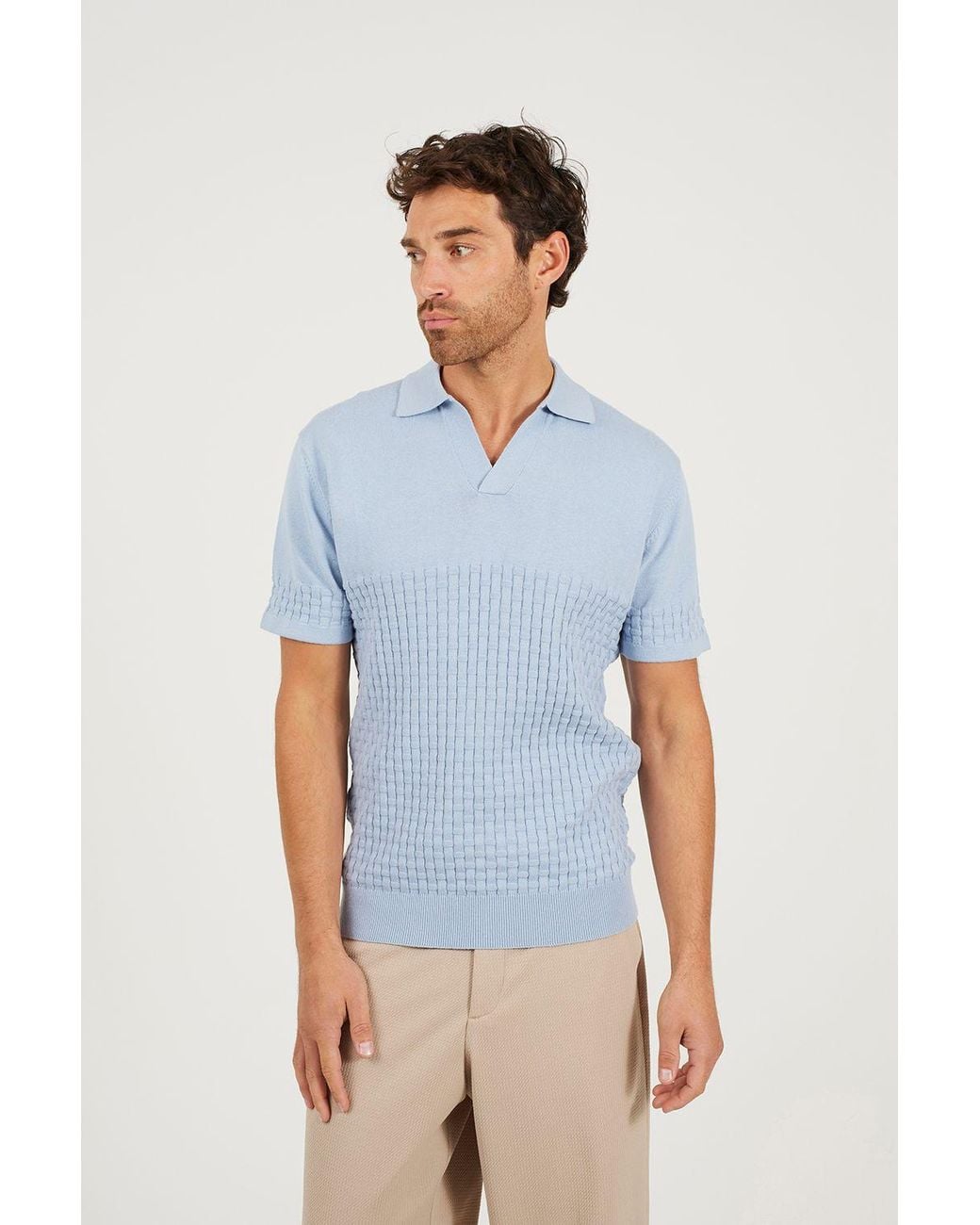Brave Soul White Short Sleeve Knitted Polo Shirt for men