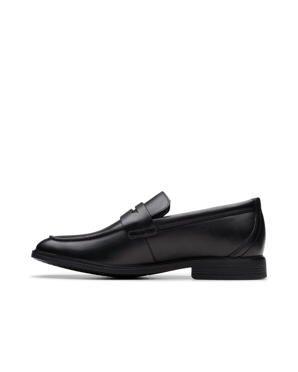 Clarks Black Jonwin Craft Youth Leather Loafers, School Shoes