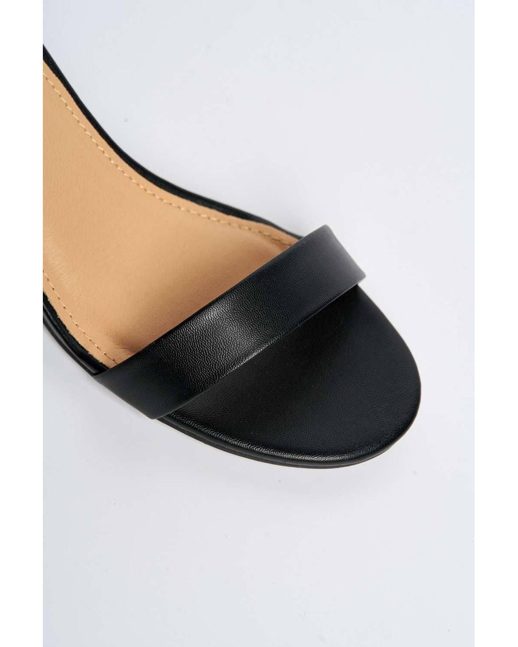 Miss Diva Black Elodie Trim Block Heel Anklestrap Pu Heeled Sandals