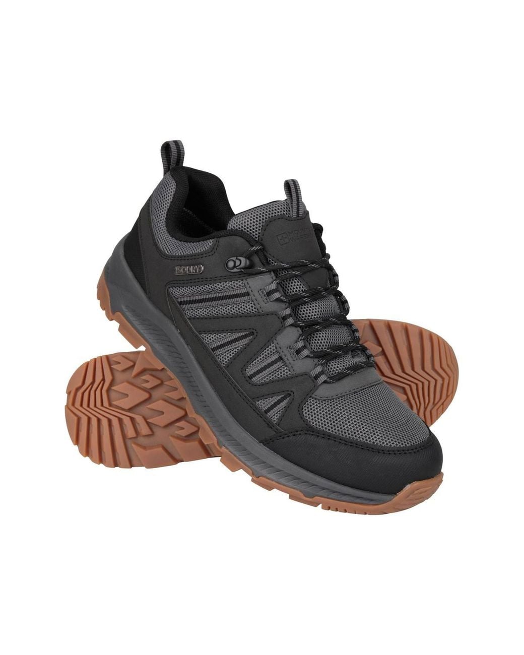 Mountain Warehouse Black 'Route' Waterproof Cushioned High Traction Grip Outdoor Walking Shoes for men