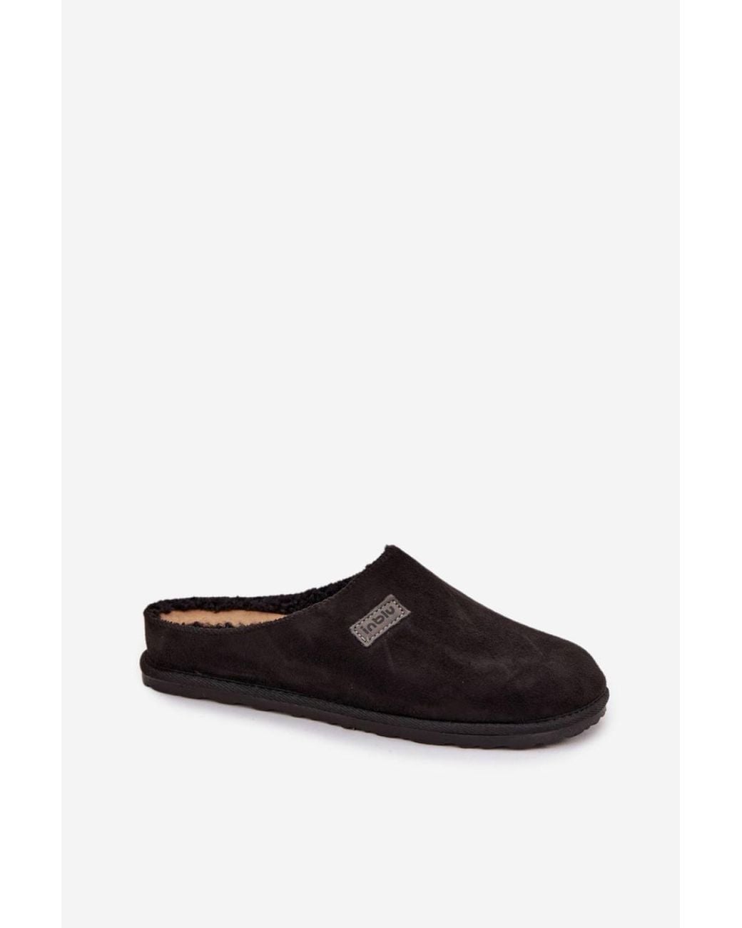Love Lace Black Soft Suede Faux Fur Lined House Slippers With Insole