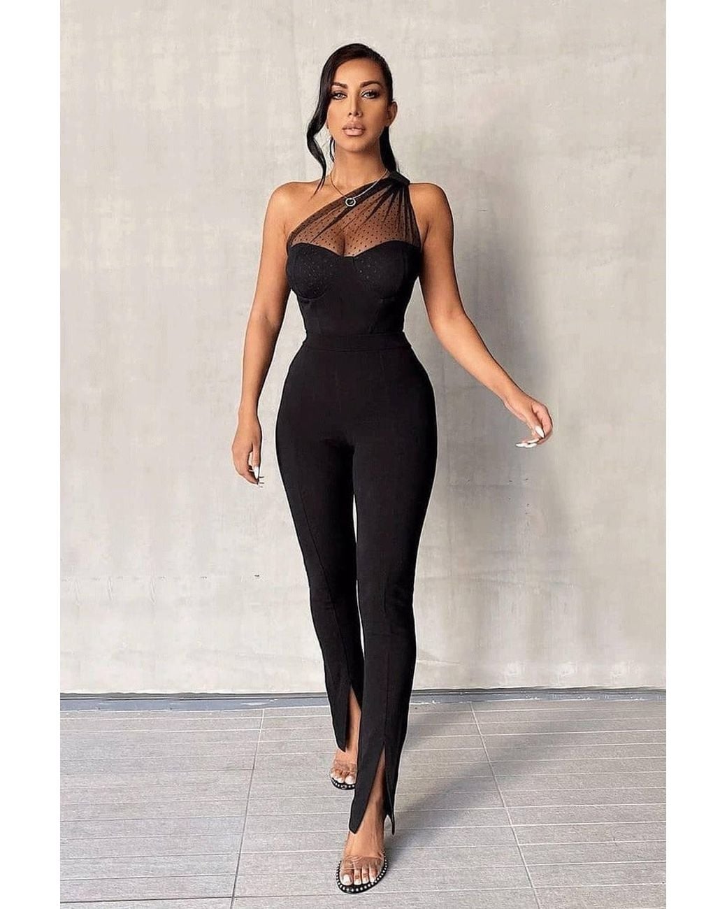 Rebellious Fashion Black Split Front Flared Trousers