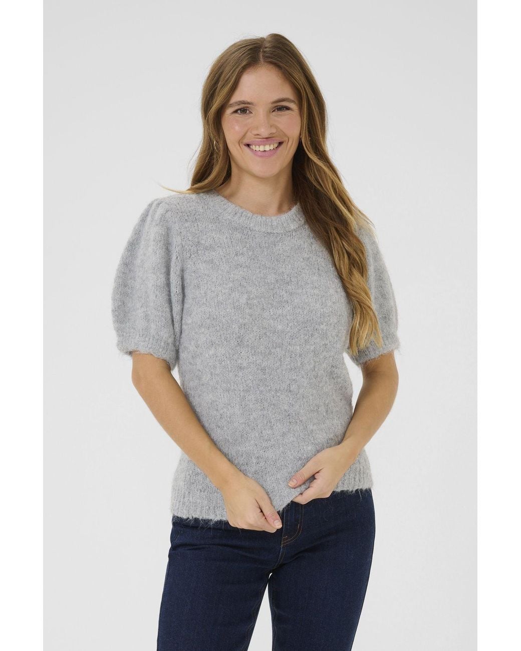 Kaffe Gray Kaemilie Tie Back Half Sleeves Pullover