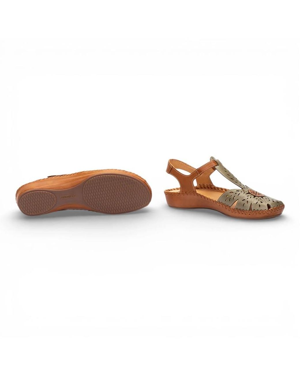 TruClothing Brown Tan Leather Cushioned Wedge Sandal Shoes