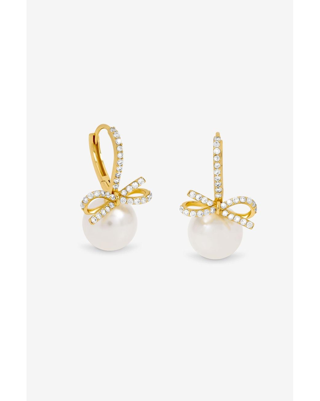 Jon Richard Metallic Plated Crystal Bow & Pearl Hoops