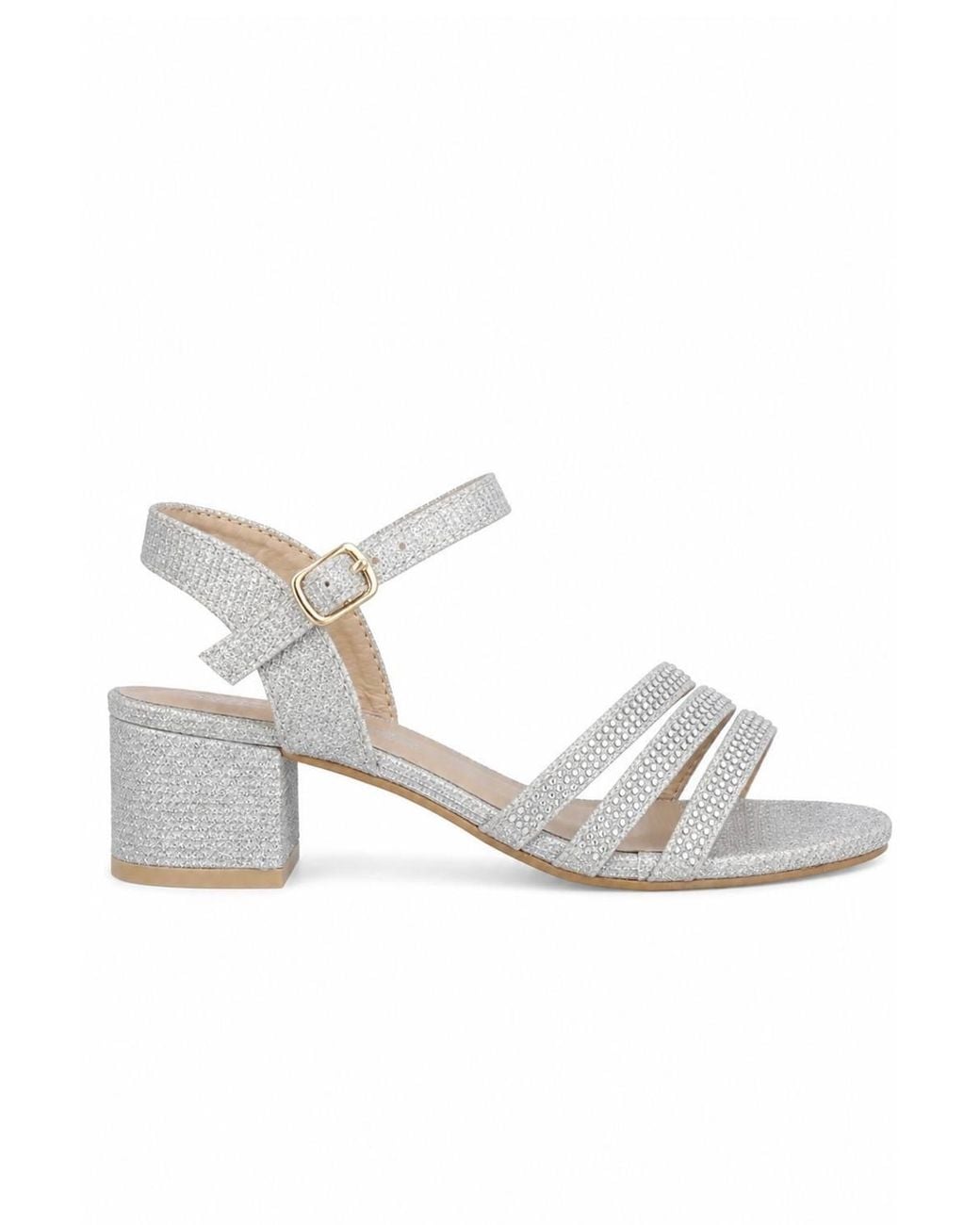 Spot on White Multi Strap Block Heel Sandals
