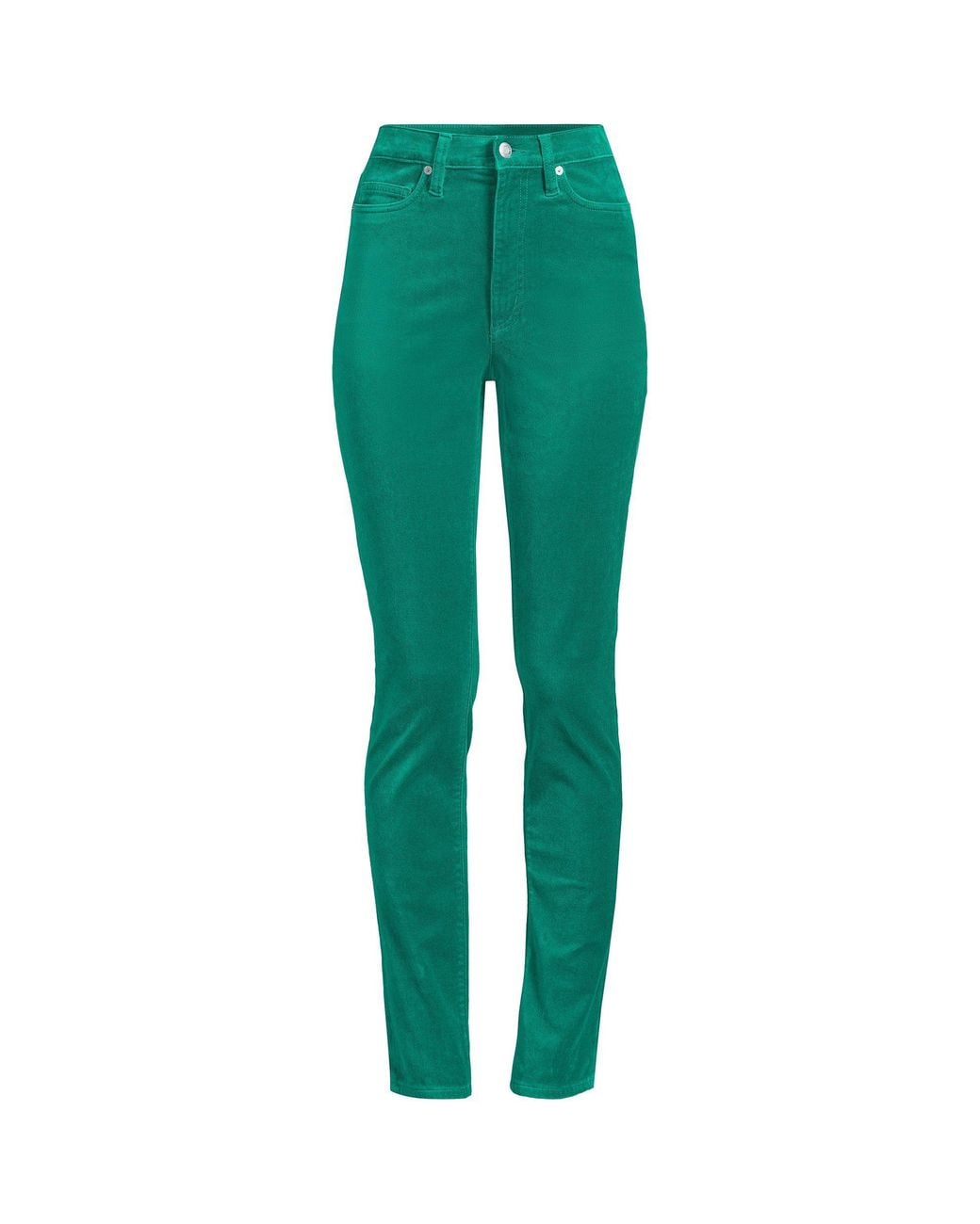 Lands' End Green Petite Slim Leg Velvet Jeans, High Waisted