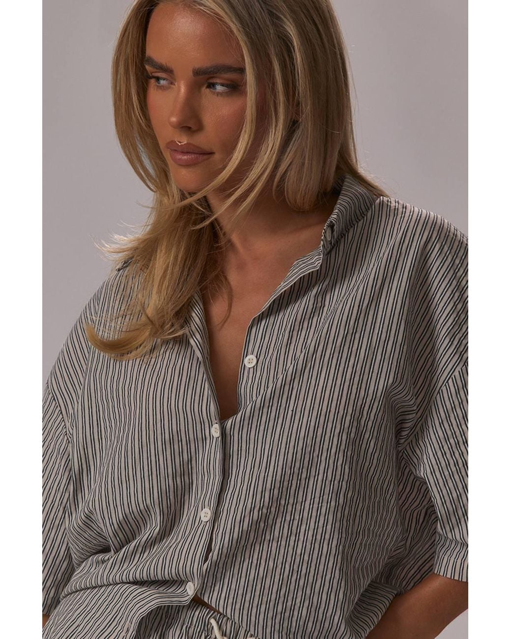 EGO Brown Short Sleeve Striped Shirt