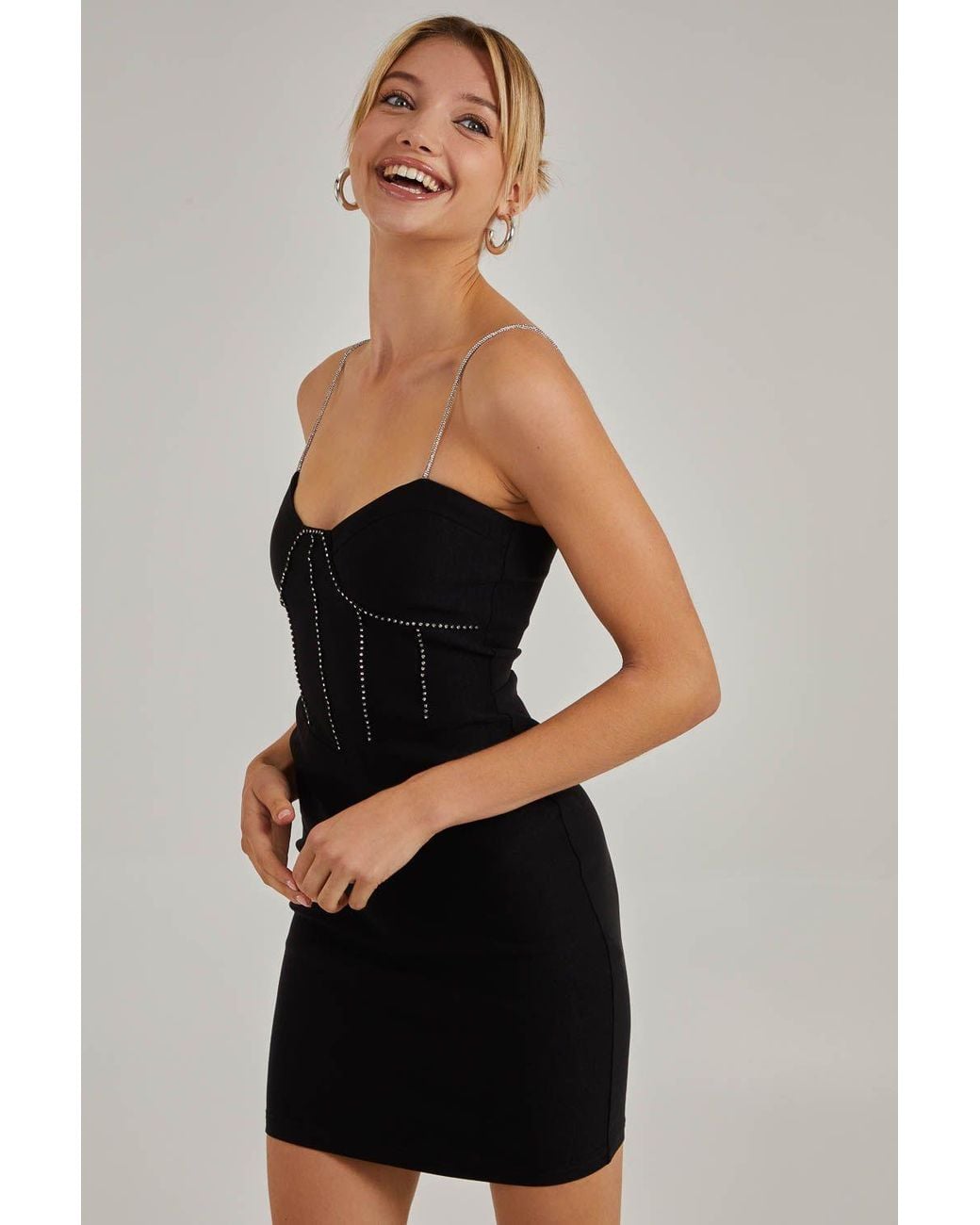 Pink Vanilla Black Rhinetsone Corset Bodycon Dress