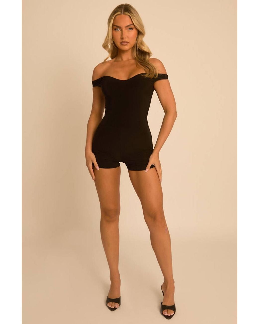 Rebellious Fashion Black Off Shoulder Playsuit
