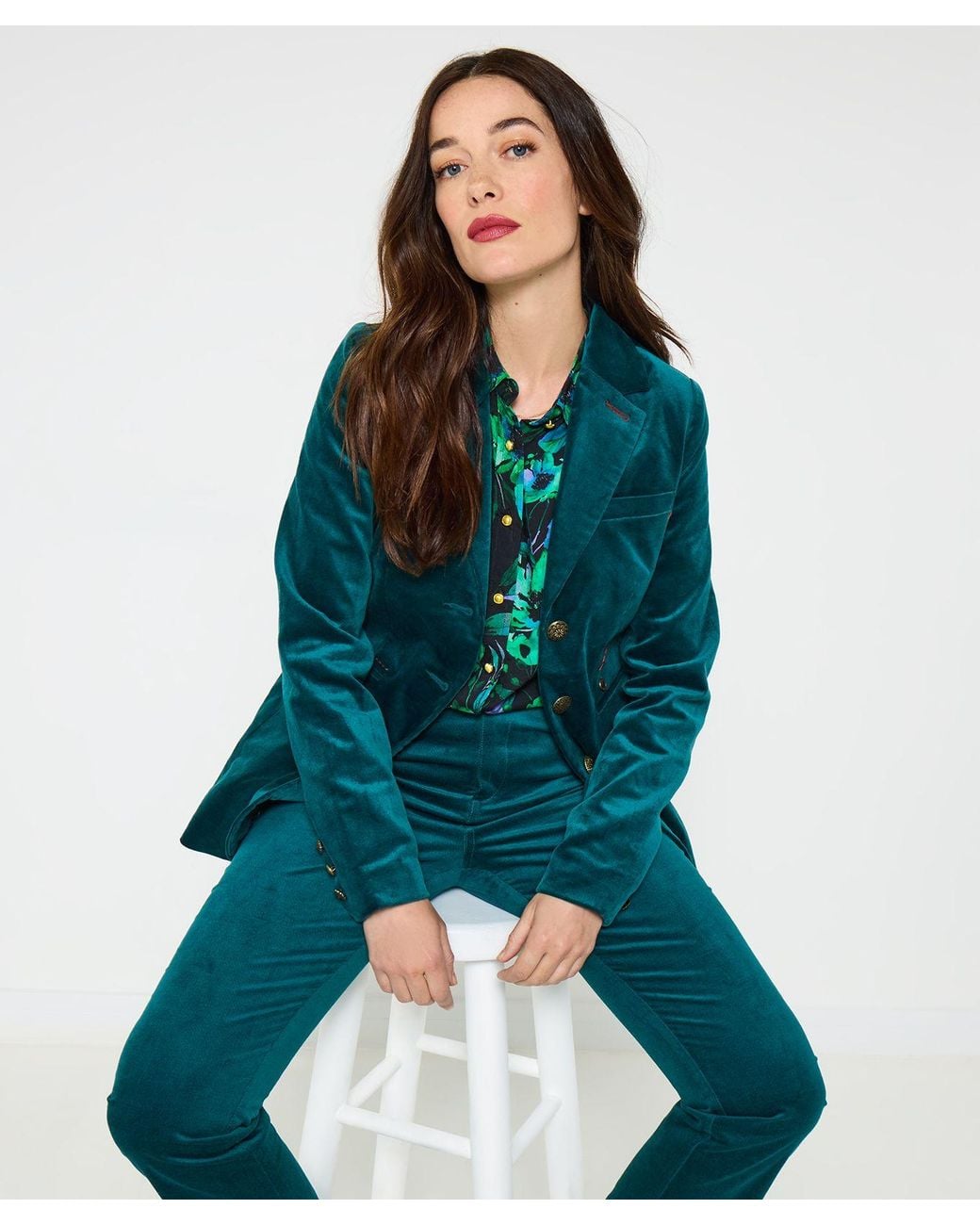 Joe Browns Blue Stitch Detail Velvet Jacket