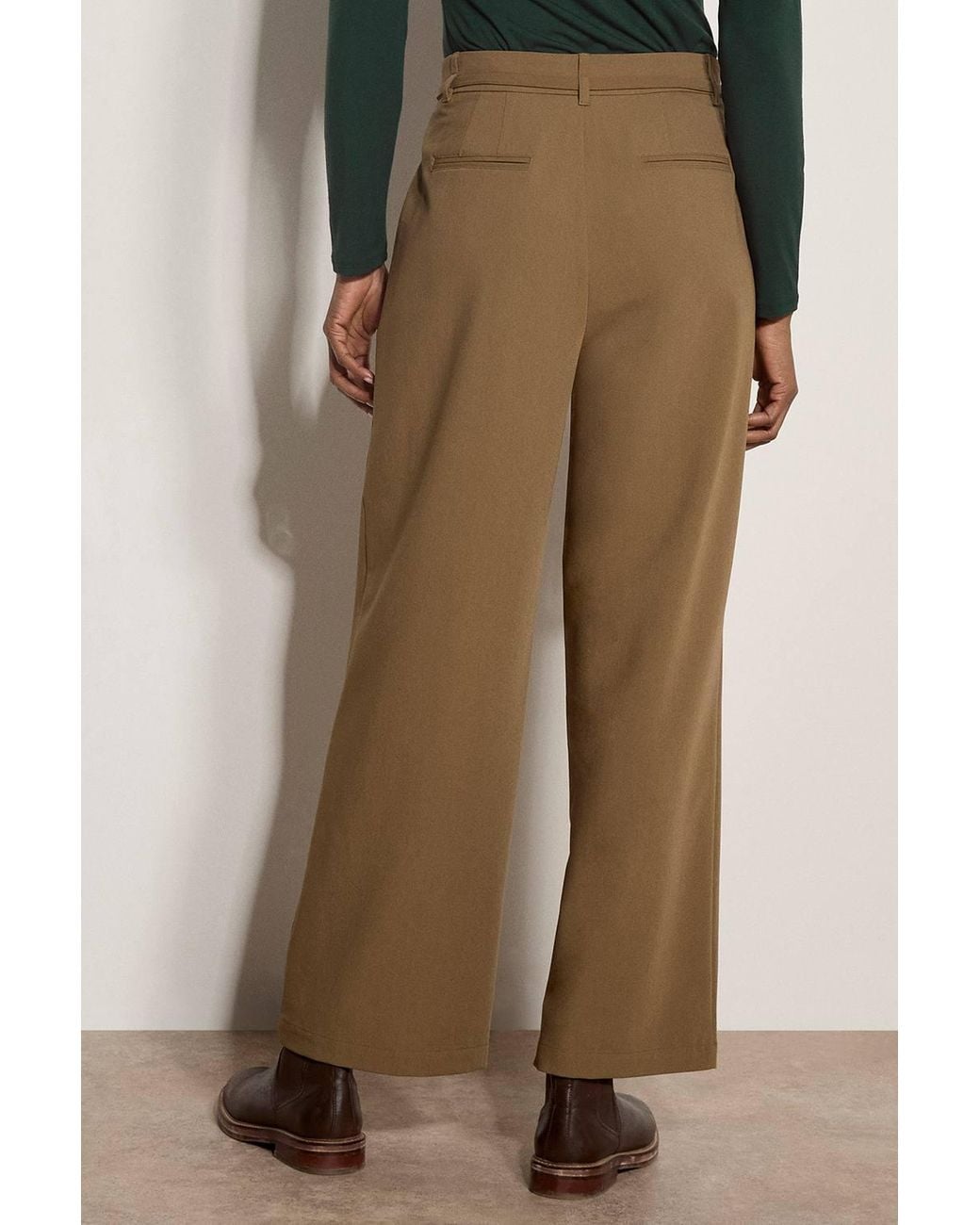 Apricot Green Pleat Detail Tailored Trousers