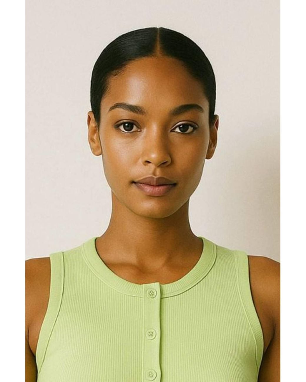 Stylewise Green Ribbed Button-Through Sleeveless Vest Top