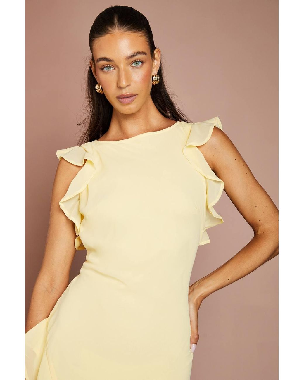 Coast Natural Honoured Ruffle Georgette Maxi Bridesmaid Dress