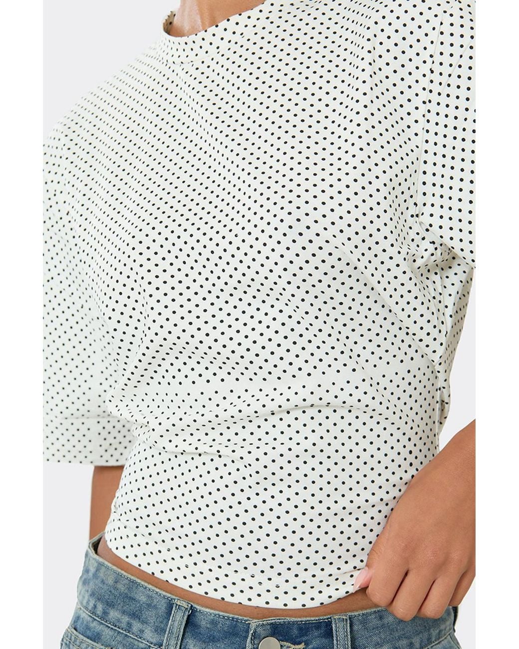EGO White Short Sleeve Crew Neck Polka Dot T-Shirt