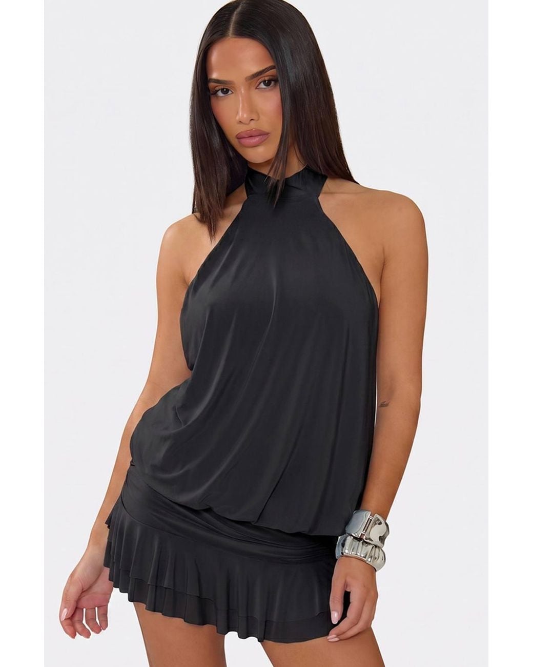 EGO Blue Blouson Style Sleeveless Mini Dress