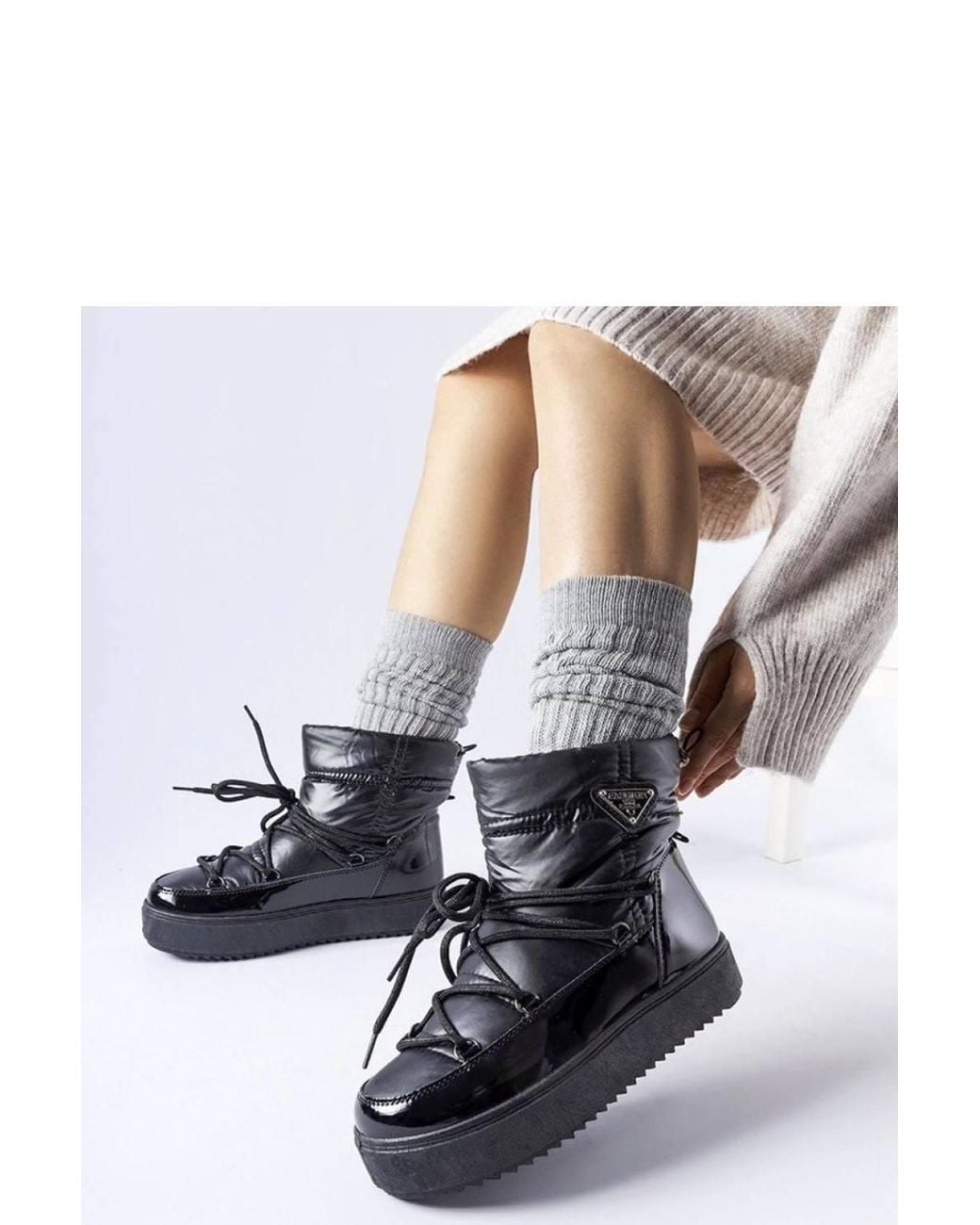 Love Lace White Insulated Winter Snow Boots Slip On Elastic Rubber Sole
