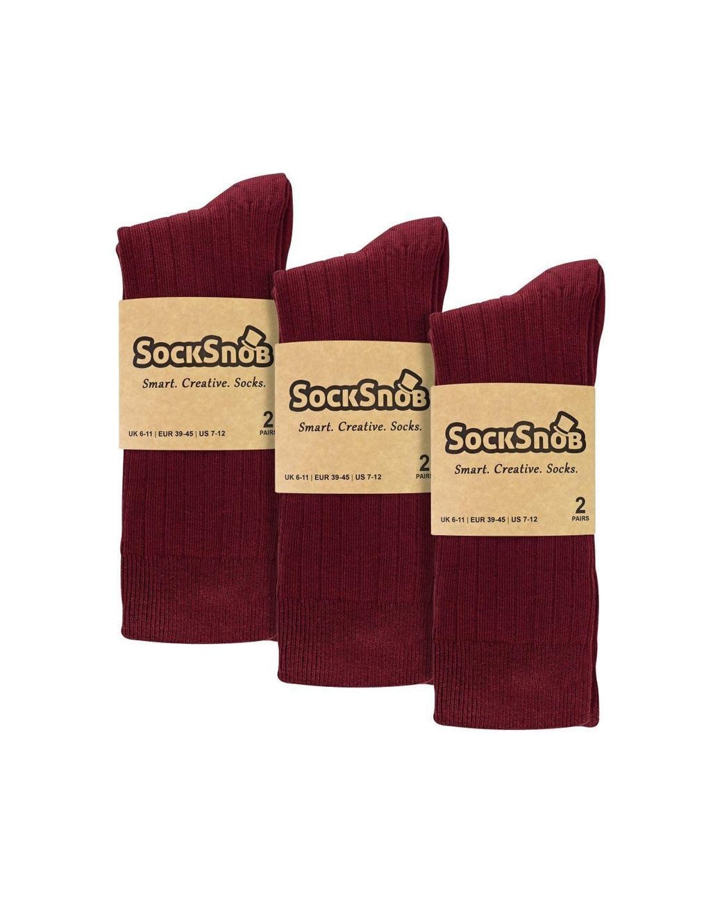 Sock Snob 6 Pairs Plain Coloured Cotton Rich Ribbed Dress Socks for men