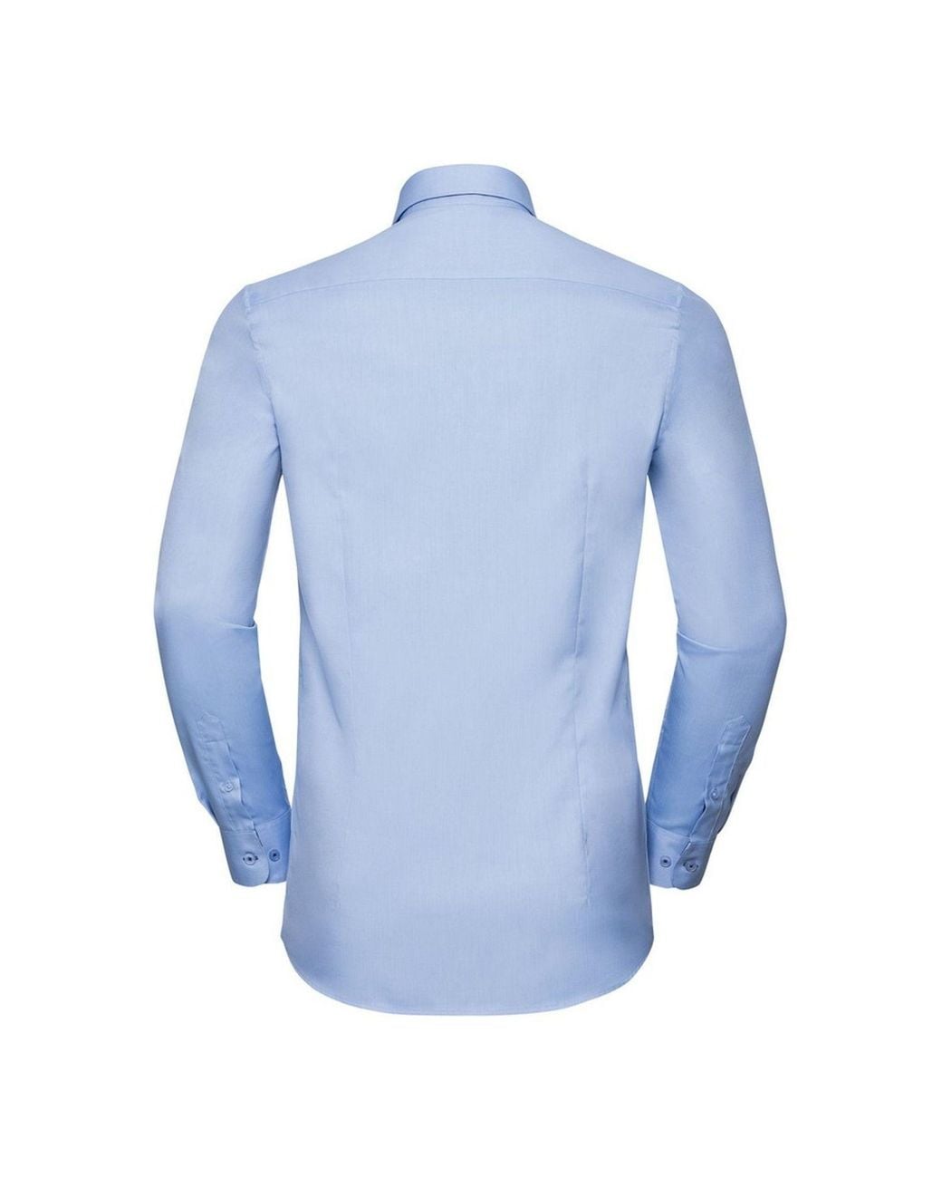 Russell Collection Blue Long Sleeve Contrast Herringbone Shirt for men