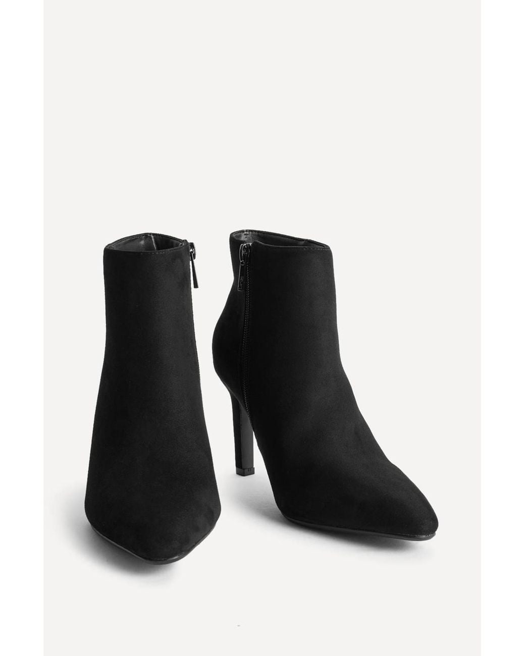 Linzi Black Handled Faux Suede Heeled Ankle Boots