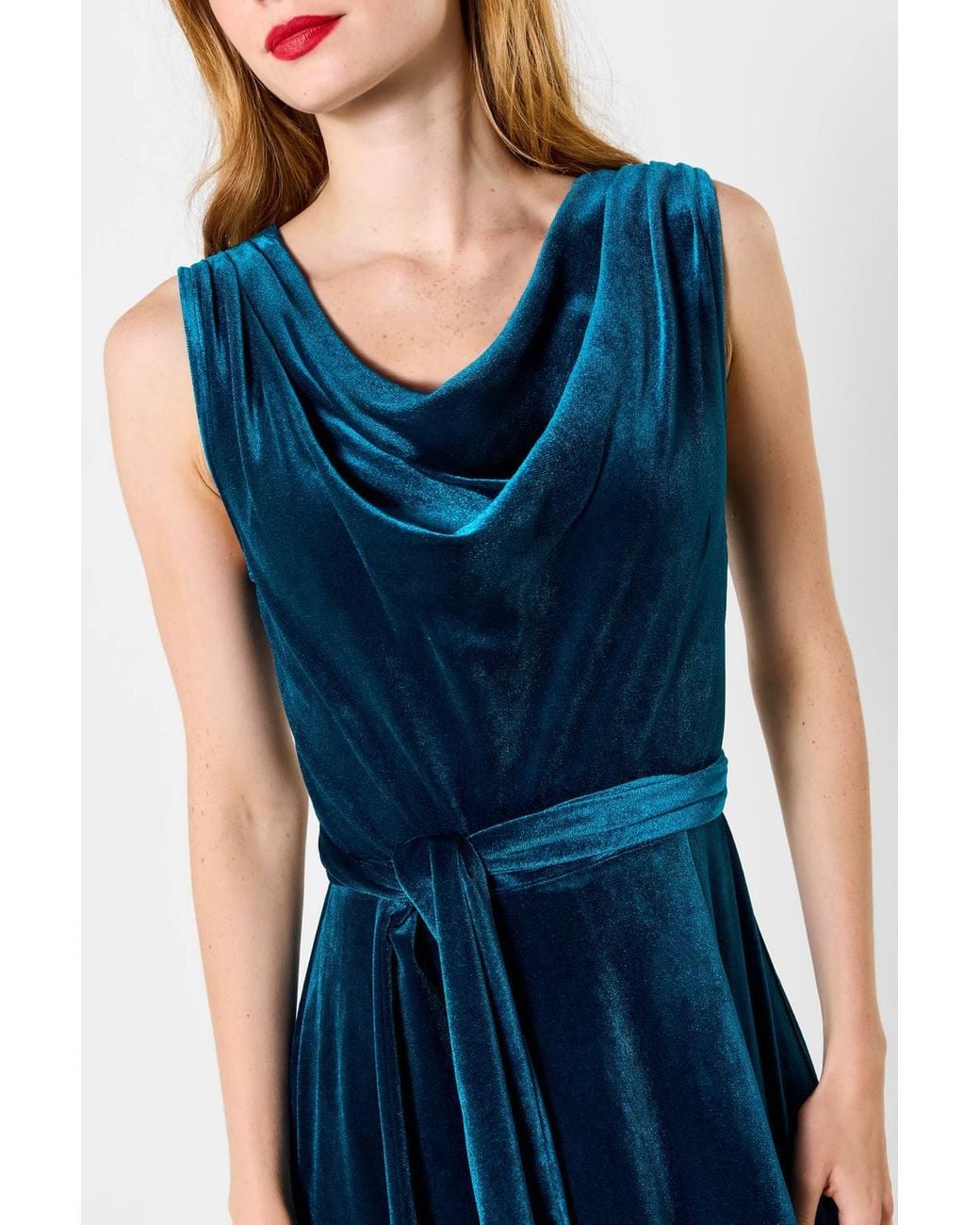 Joe Browns Blue Make A Statement Cowl Neck Velour Dress