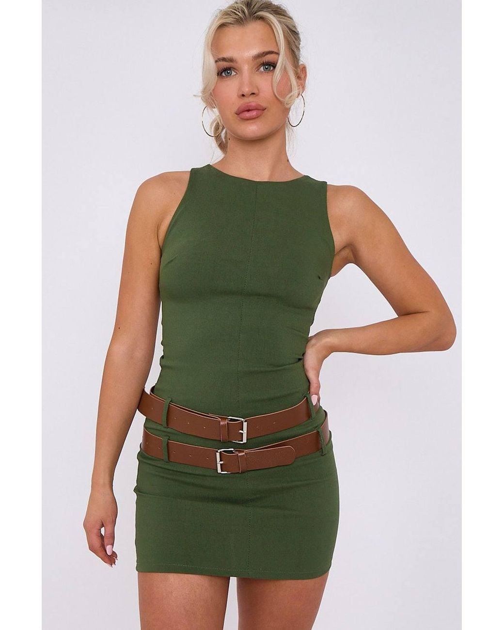 Stylewise Green Double Belt Detail