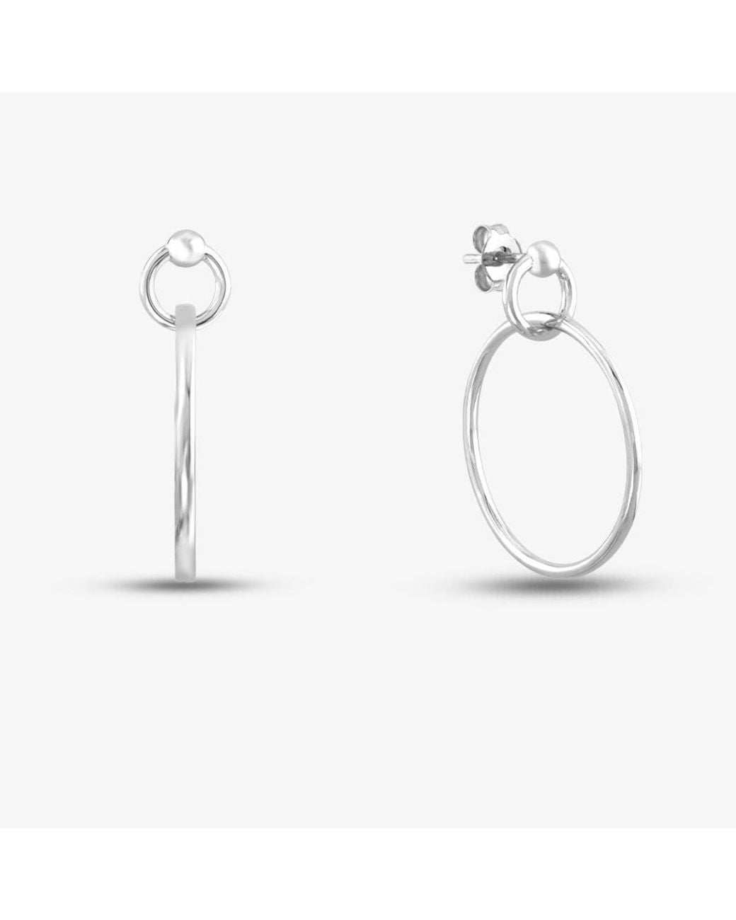 T.H.Baker White Large Double Circle Stud Hoop Earrings Sec0120C