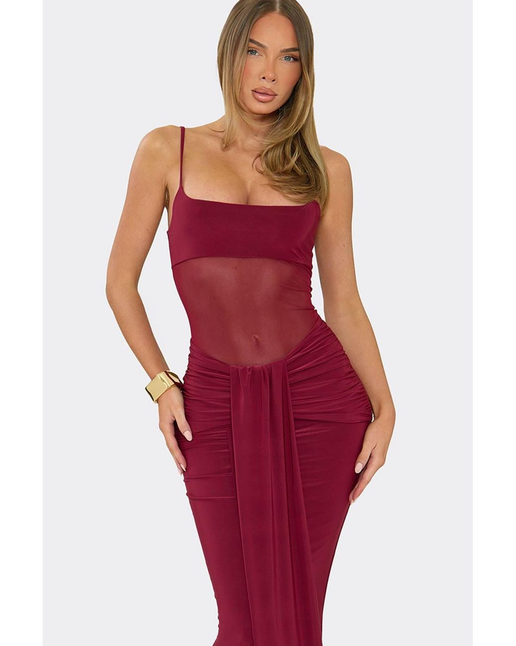 EGO Red Strappy Drape Maxi Dress