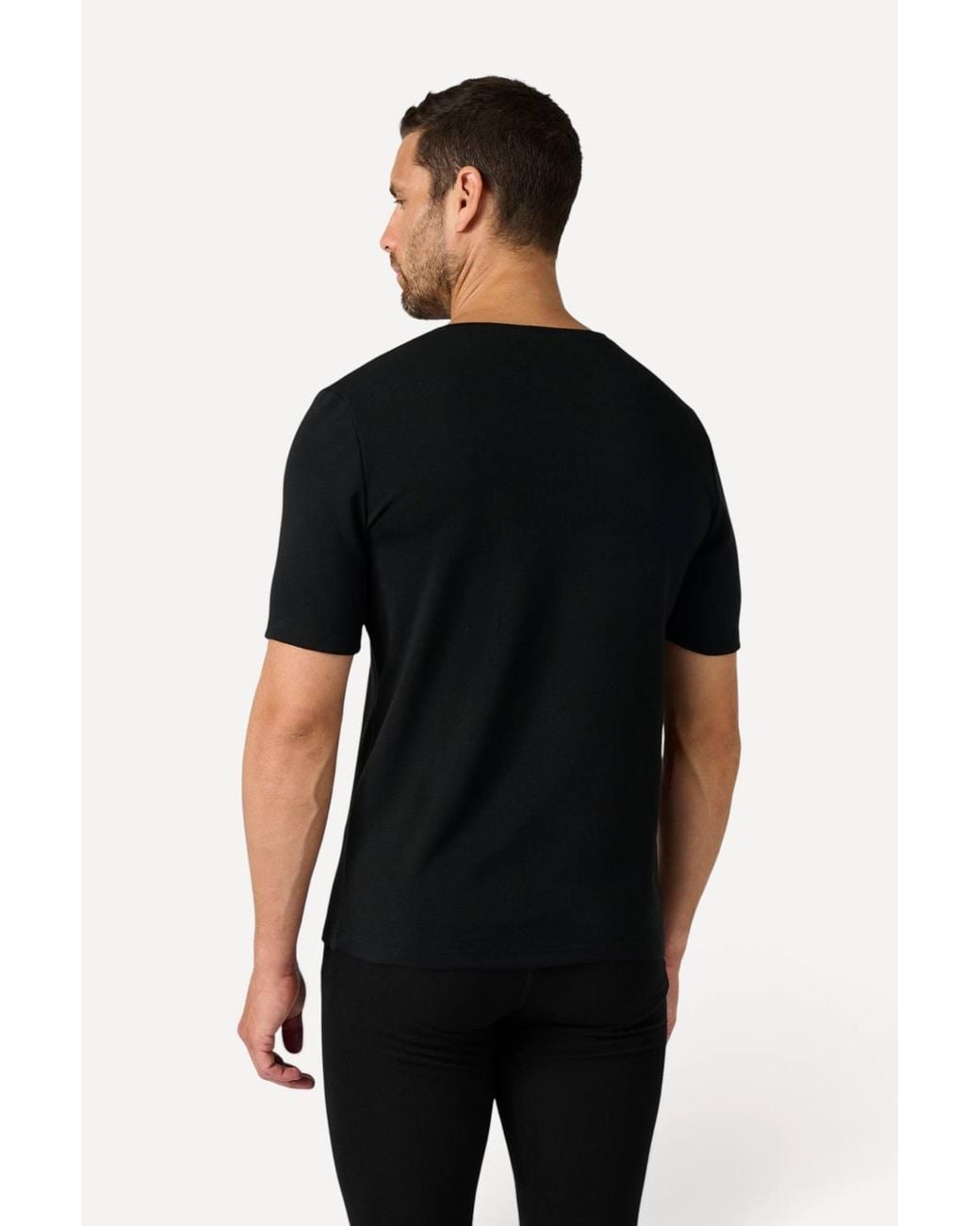 DAMART Black Thermal Medium-Warmth Short-Sleeve V-Neck T-Shirt for men