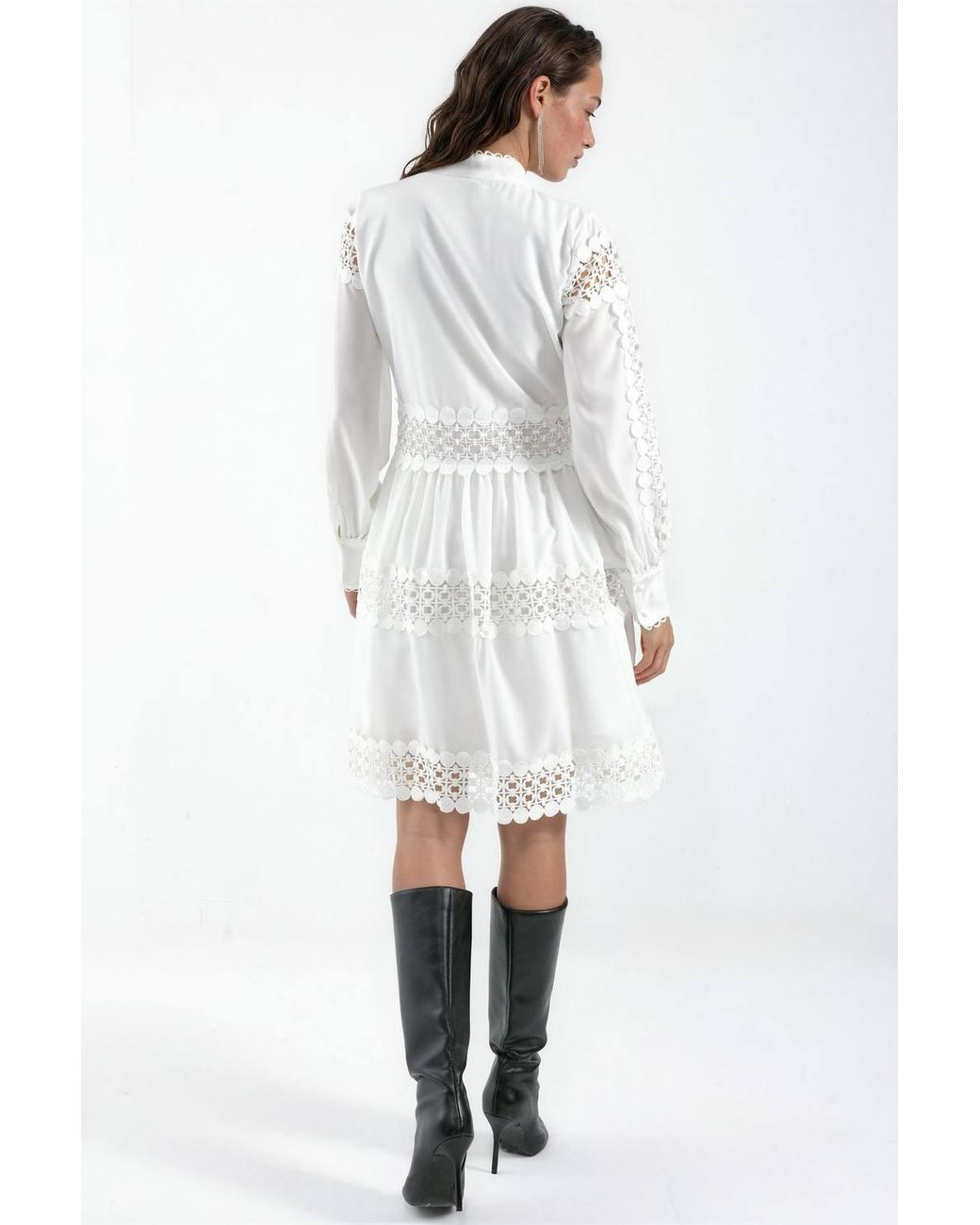 Msn-Collection Blue Lace A-Line Mini Dress