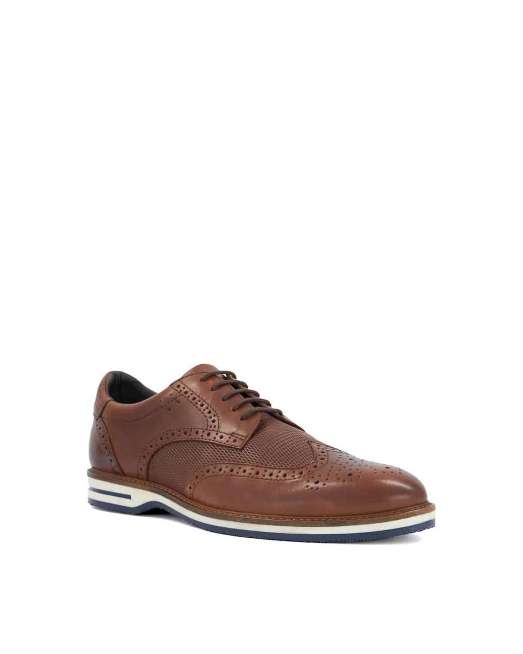 Dune Brown Wide Fit 'Barkings' Leather Casual Shoes for men