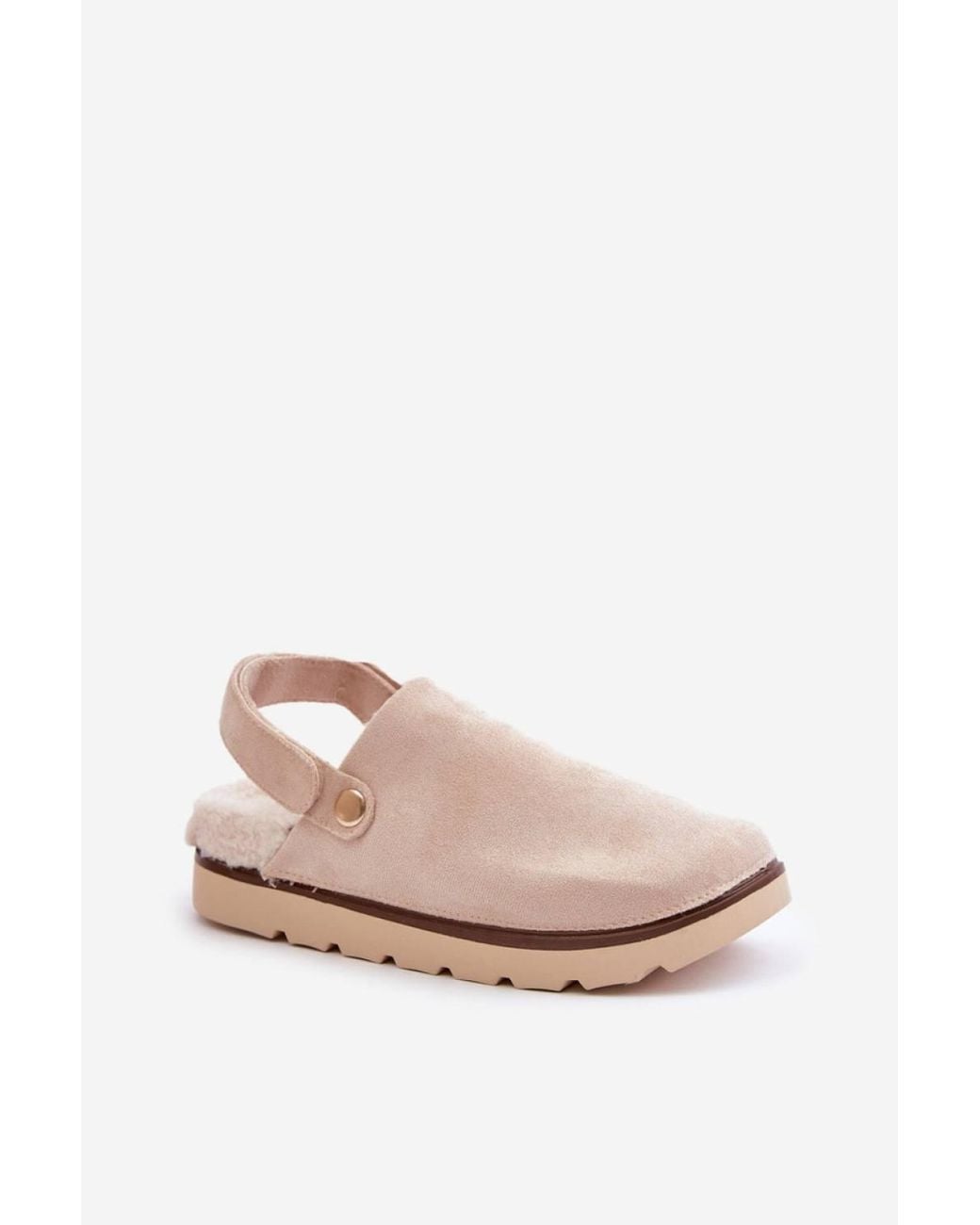 Love Lace Natural Platform Insulated Suede Slippers With Sheepskin Lining Velcro