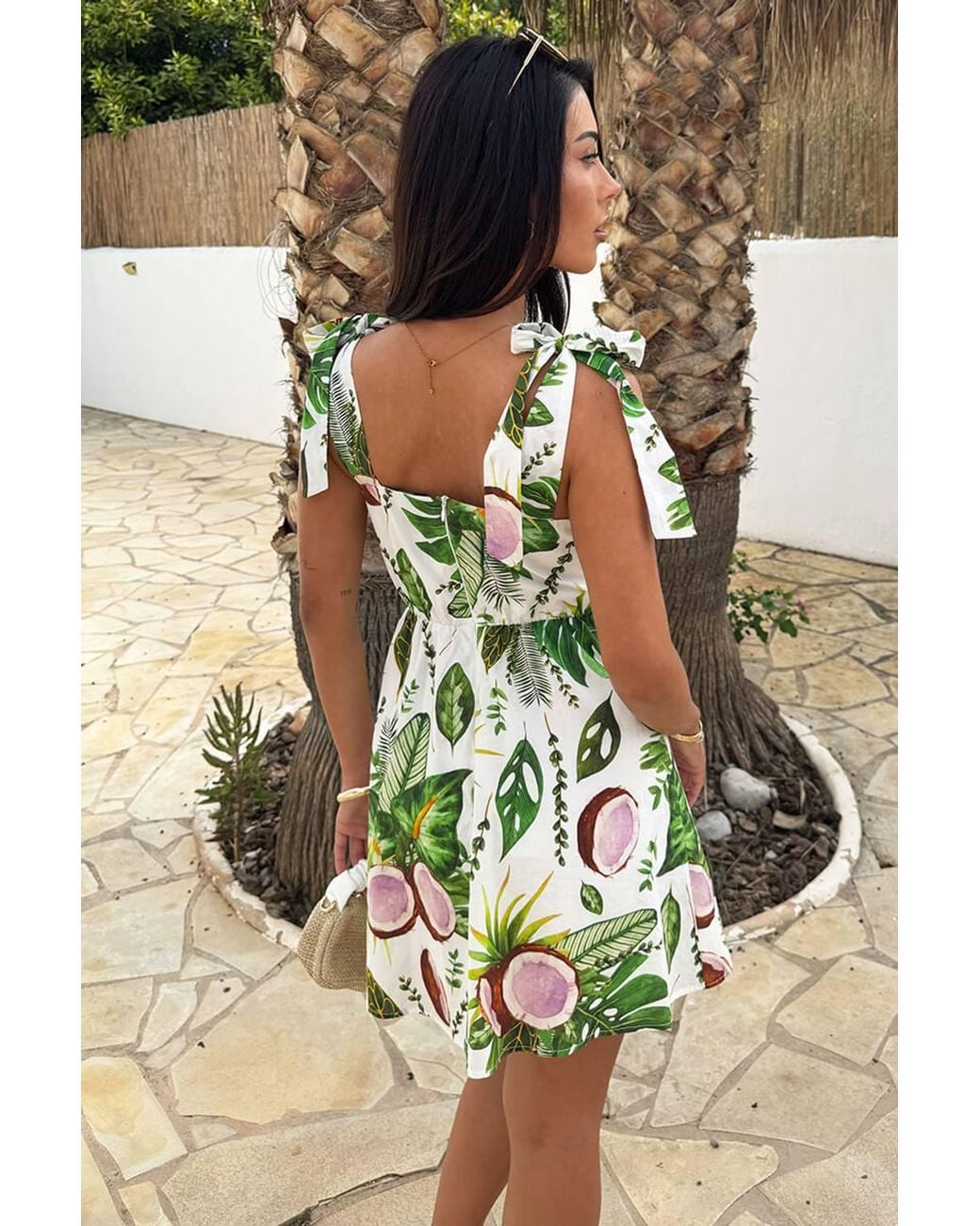 AX Paris Multicolor Multi Coconut Print Tie Strap Mini Dress