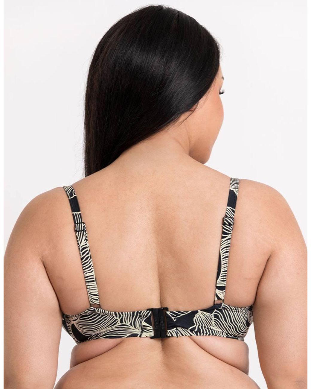 Curvy Kate Black Ripple Reef Balcony Bikini Top Underwired Padded