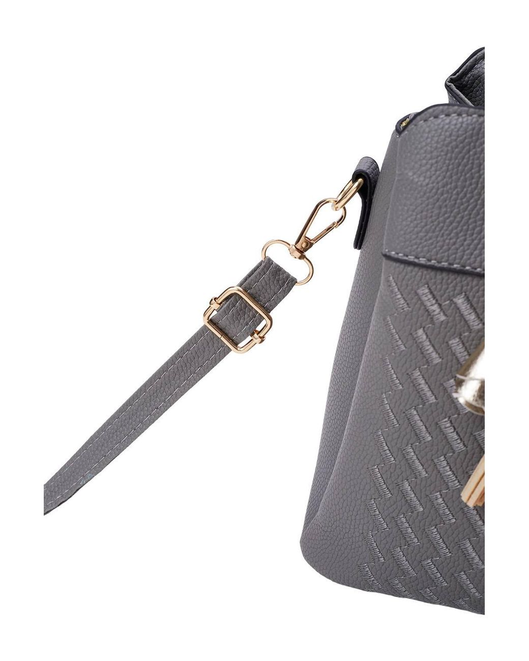 MODISHION Blue Minimalist Lychee Grain Handbag With Tassel Pendants