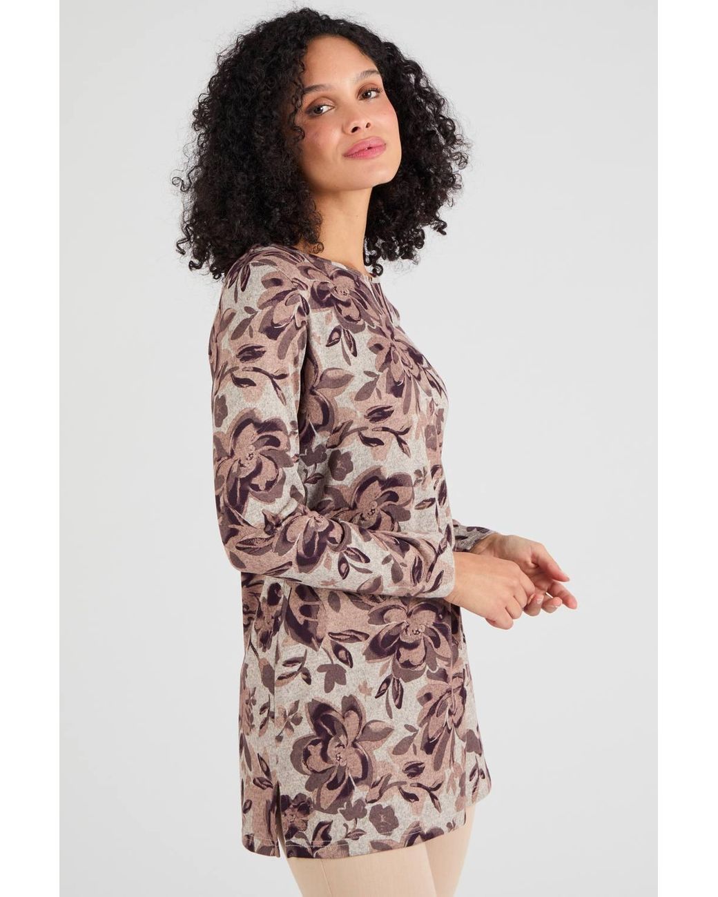 DAMART Natural Cosy Floral Print Long Sleeve Brushed Tunic