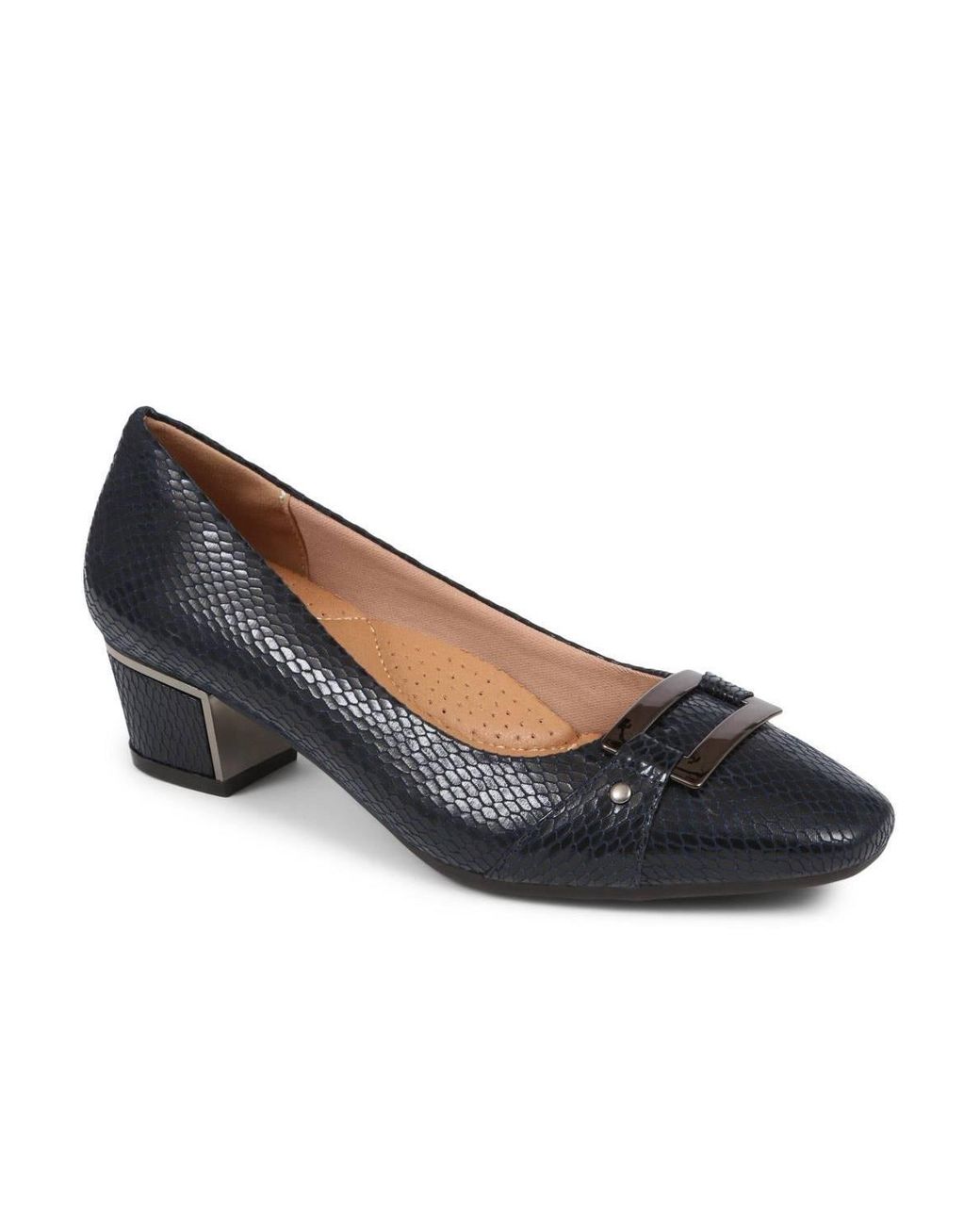 Pavers Blue Heeled Court Shoe