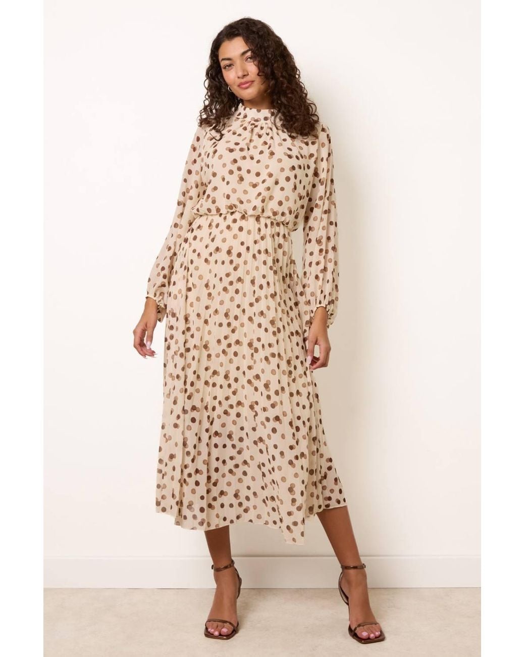 Blue Vanilla Natural Long Sleeve Turtleneck Midi Dress