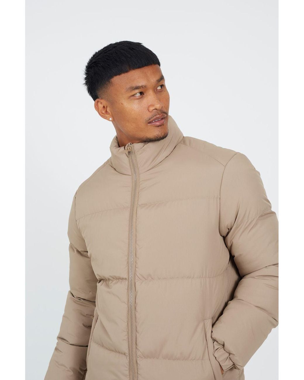 Brave Soul Natural Funnel Neck Padded Jacket for men