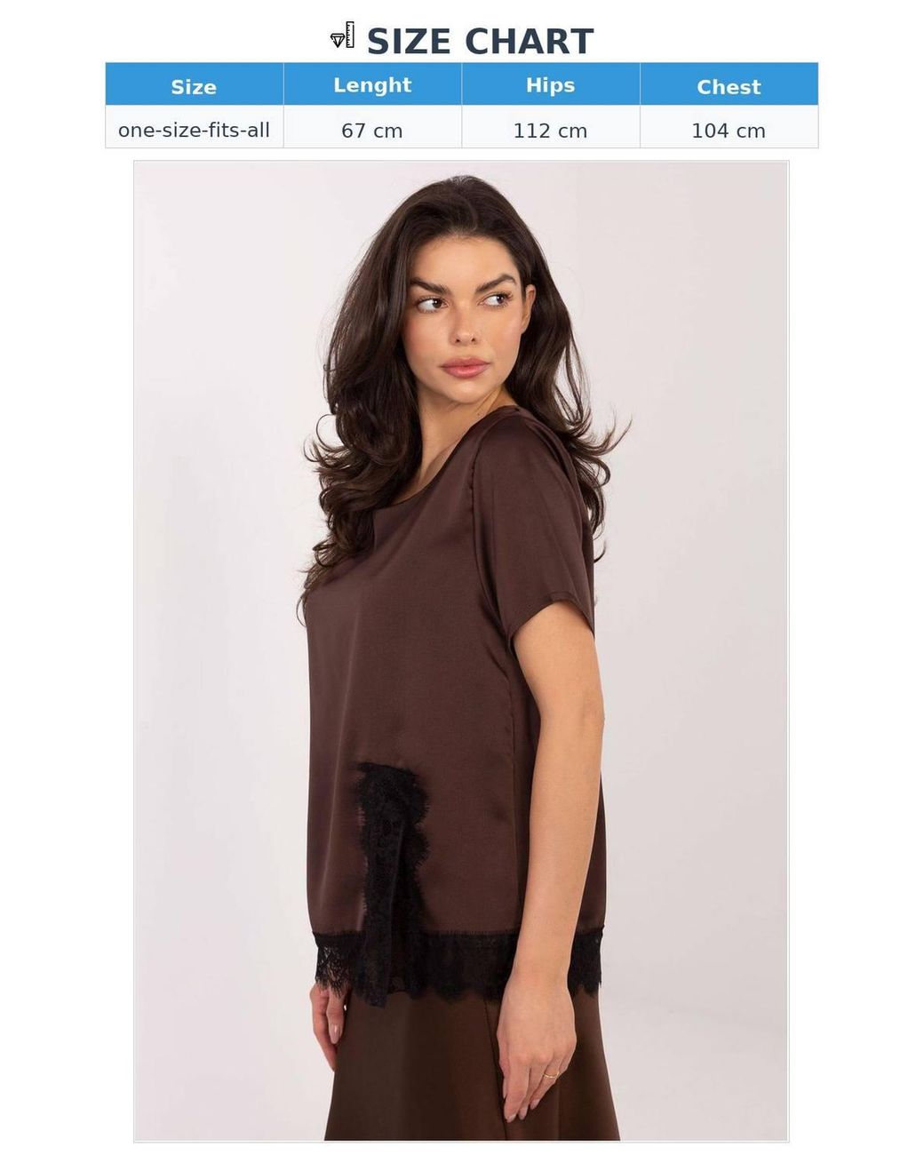 Love Lace Brown Elegant Lace Trim Polyester Elastane Blouse