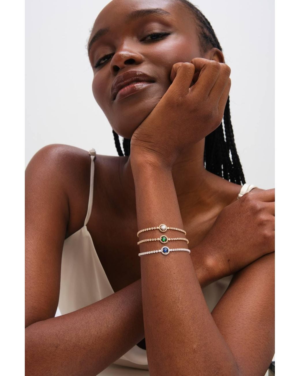 Jon Richard Metallic Plated & Emerald Crystal Stone Bracelet