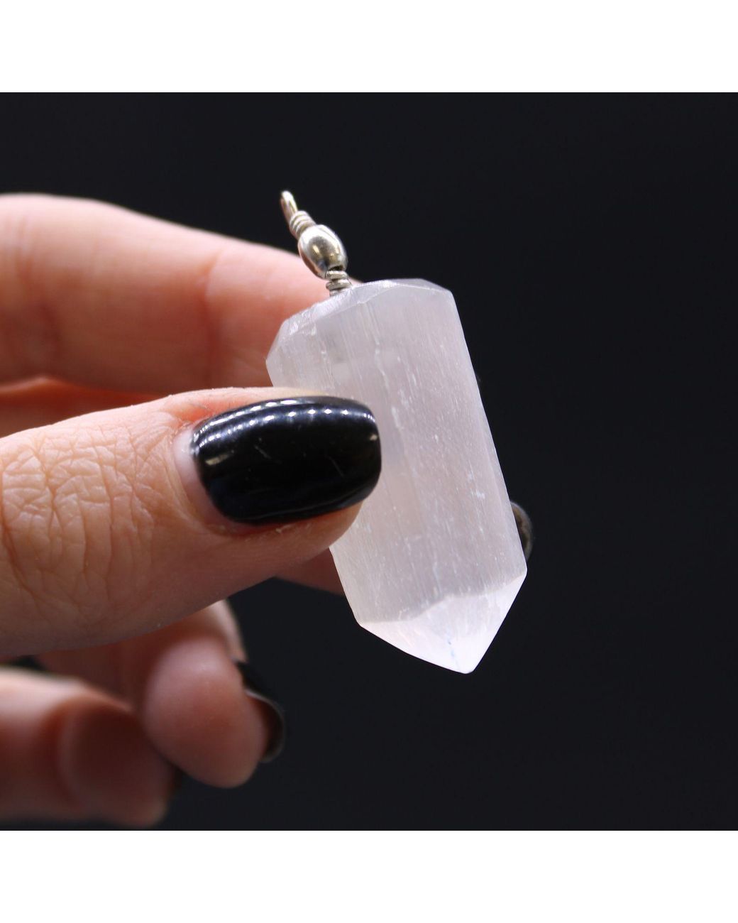 KDMD White Selenite Obelisk Pendant