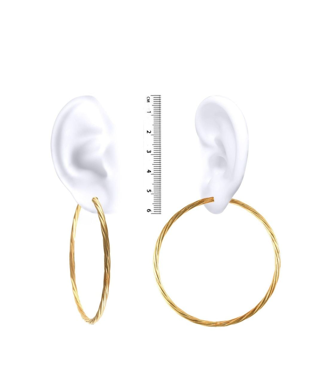 Jewelco London Metallic 9Ct Twisted 3Mm Hoop Earrings 65Mm
