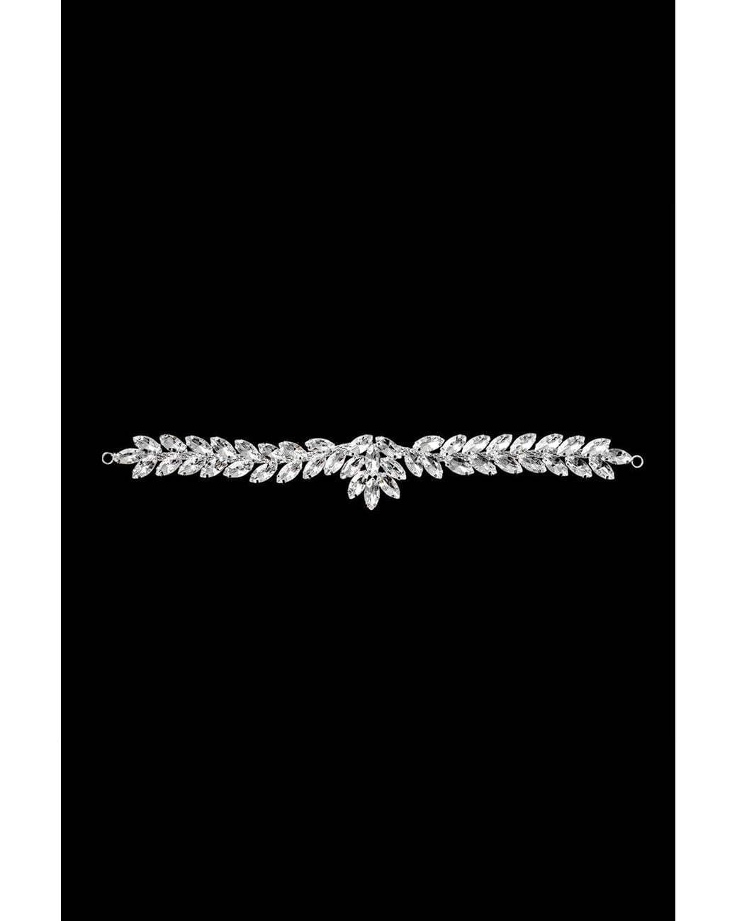 Neel Blue Black Diamante Motif, Crystal Appliques, 210Mm X 35Mm