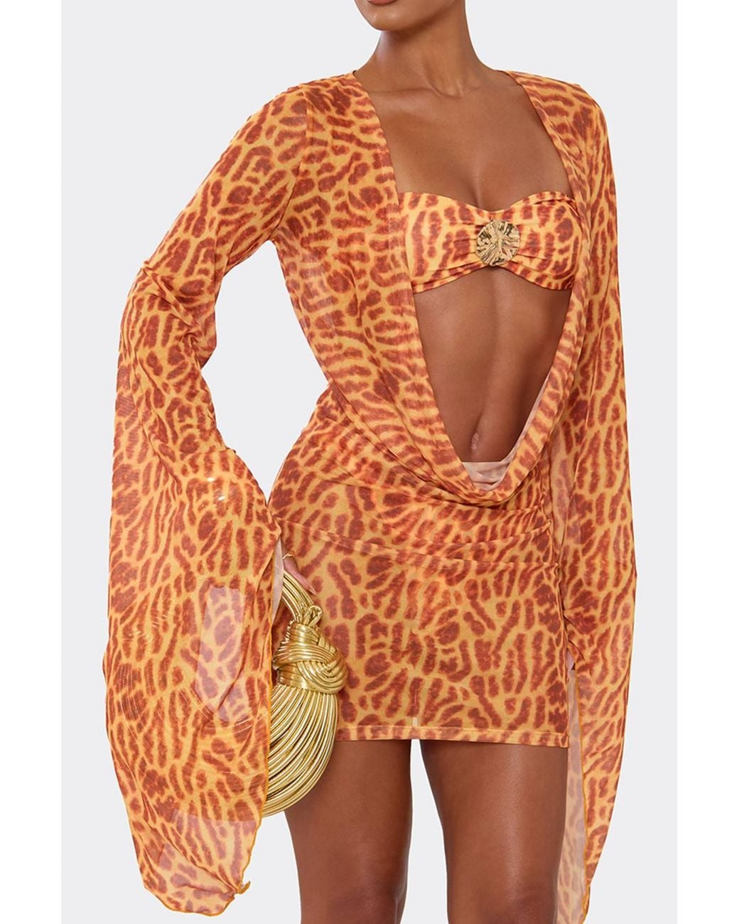 EGO Orange Leopard Print Mini Dress