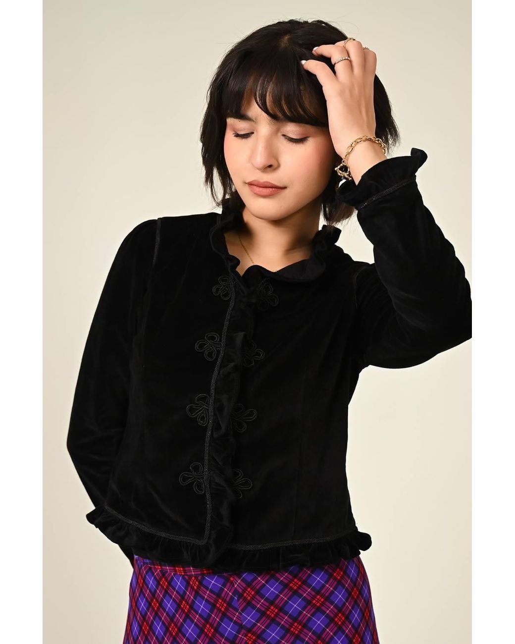Rose & Nancy Purple Monica Check Maxi Skirt